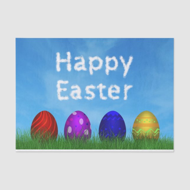 Colourful Happy Easter Eggs Tissue Paper (Front)