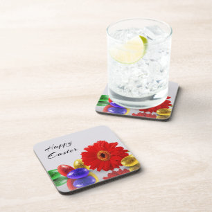 Colourful Happy Easter Eggs with Gerbera Coaster