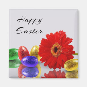 Colourful Happy Easter Eggs with Gerbera Magnet