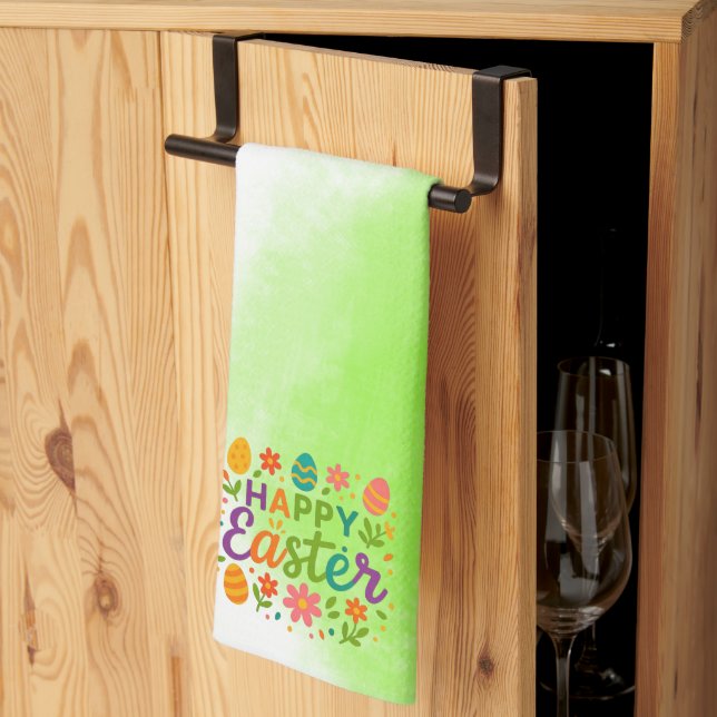 Colourful Happy Easter   Tea Towel (Thirds Fold)