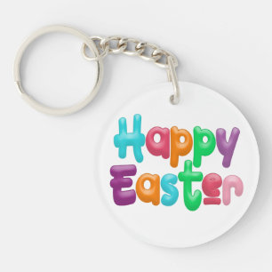 Colourful Happy Easter Typography   Keychain