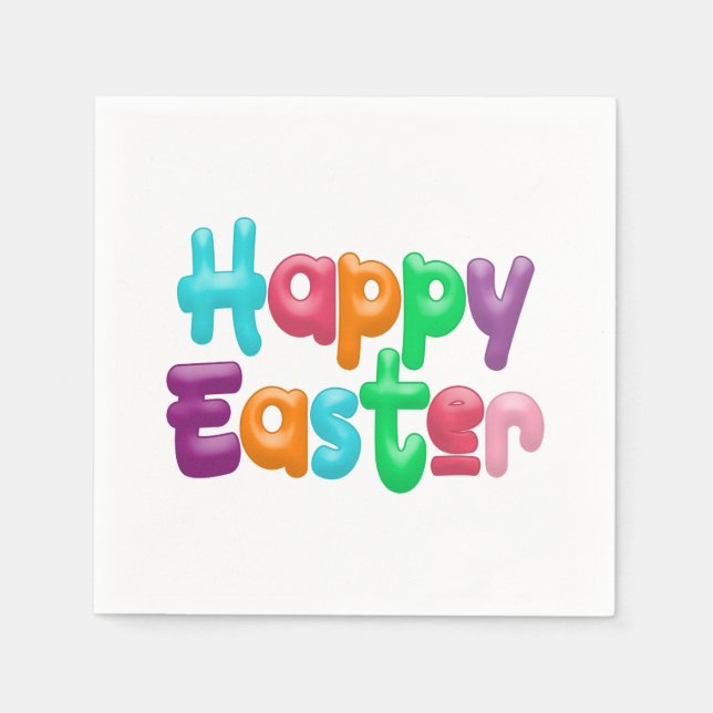 Colourful Happy Easter Typography | Paper Napkin (Front)