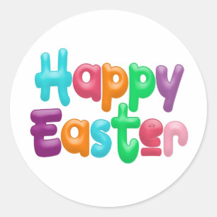 Colourful Happy Easter Typography   Sticker Seal