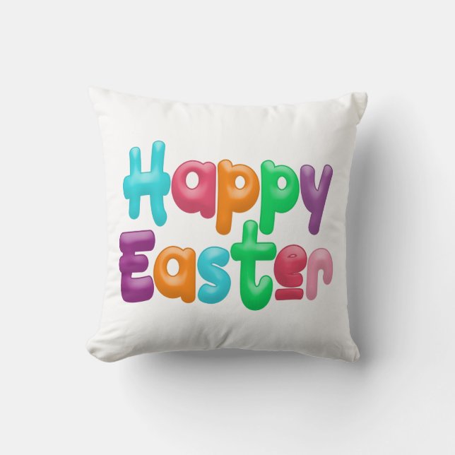 Colourful Happy Easter Typography | Throw Pillow (Front)
