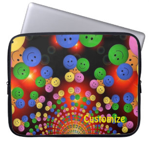 Colourful Happy Face Spiral Laptop Sleeve