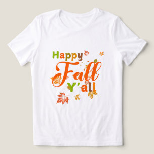 Colourful Happy Fall Y'all with Autumn Leaves Tri-Blend Shirt