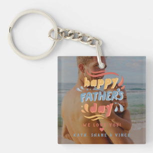 Colourful Happy Father’s Day Personalised Photo Key Ring