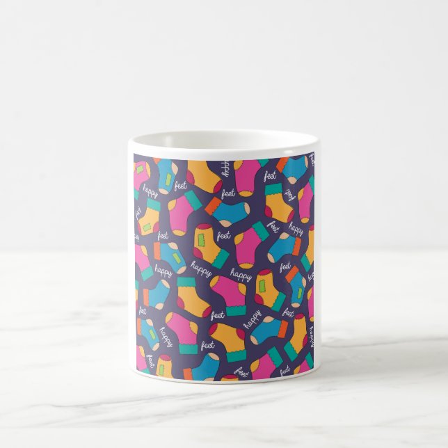 Colourful Happy Feet Socks Pattern Coffee Mug (Center)