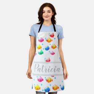 Colourful Happy Fish with Bubbles Apron