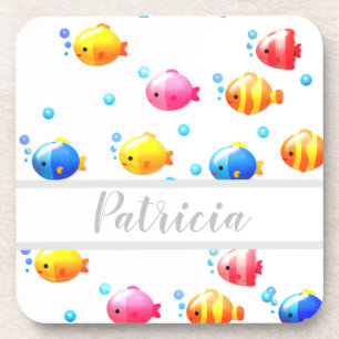 Colourful Happy Fish with Bubbles Coaster