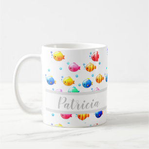 Colourful Happy Fish with Bubbles Coffee Mug