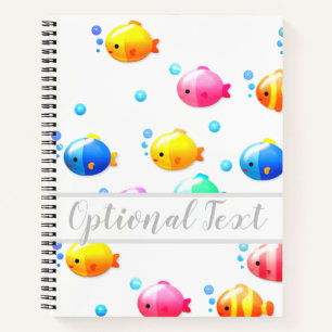 Colourful Happy Fish with Bubbles  Notebook