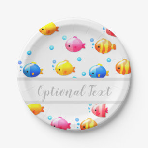 Colourful Happy Fish with Bubbles Paper Plate