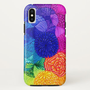 Colourful Happy Floral Rainbow Pattern iPhone X Case