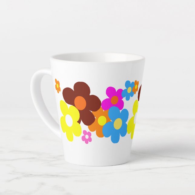 Colourful Happy Flowers Latte Mug (Left Angle)