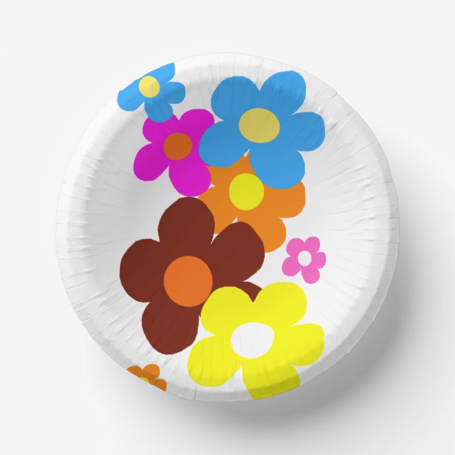 Colourful Happy Flowers Paper Plate (Front)