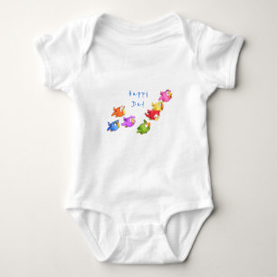 Colourful Happy Flying Birds - Cute Funny Sparrows Baby Bodysuit