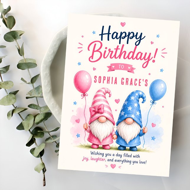 Colourful Happy Gnomes Birthday Card (Creator Uploaded)