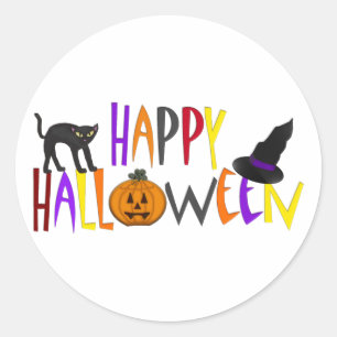 Colourful Happy Halloween Classic Round Sticker