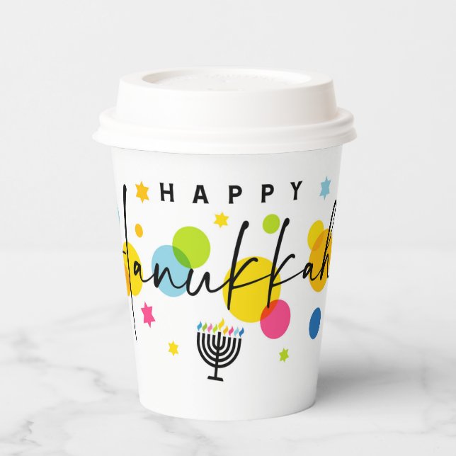 Colourful Happy Hanukkah  Paper Cups (Left)
