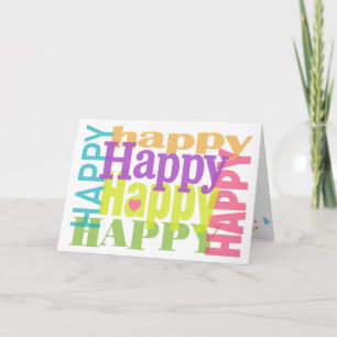 Colourful Happy Happy Birthday Typography Card