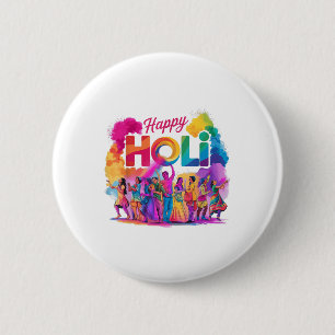 Colourful Happy Holi Festival Celebration India Pa 6 Cm Round Badge