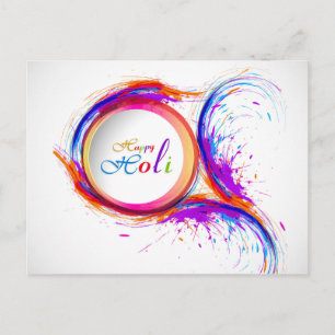 Colourful Happy Holi Paint Swirl Postcard