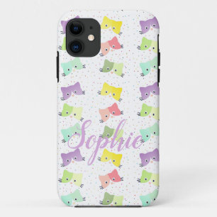 Colourful Happy Kittens Pattern iPhone 11 Case