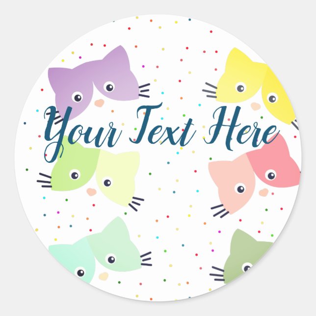 Colourful Happy Kittens Pattern  Classic Round Sticker (Front)