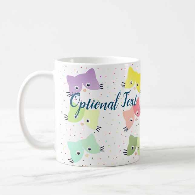 Colourful Happy Kittens Pattern  Coffee Mug (Left)