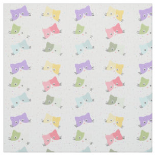 Colourful Happy KIttens Pattern Fabric