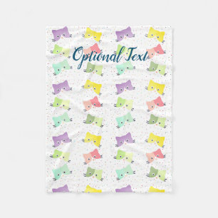 Colourful Happy Kittens Pattern  Fleece Blanket