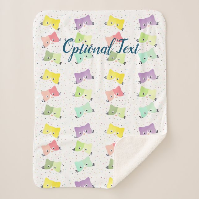Colourful Happy Kittens Pattern  Sherpa Blanket (Front)