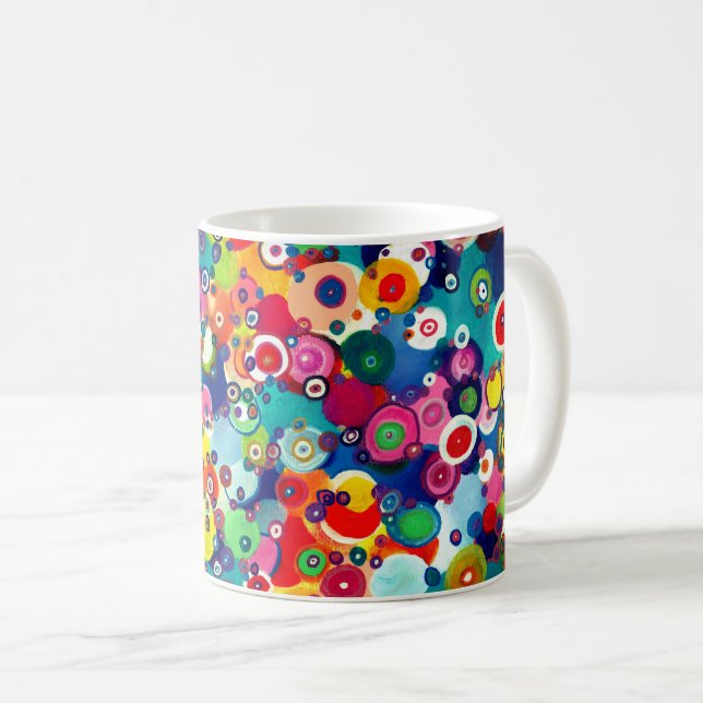 Colourful Happy Little Circles Original Artwork Coffee Mug (Front Right)