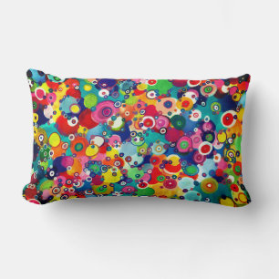 Colourful Happy Little Circles Original Artwork Lumbar Cushion