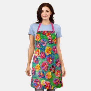Colourful Happy Little Flowers Original Artwork Apron