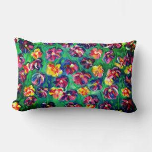 Colourful Happy Little Flowers Original Artwork Lumbar Cushion