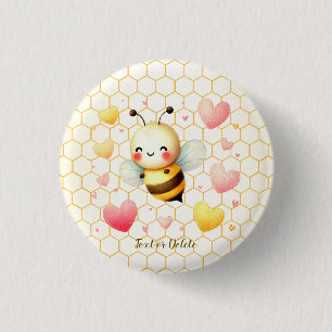 Colourful Happy Little Honey Bee Baby Shower Cute 3 Cm Round Badge