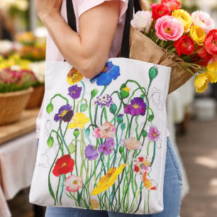 Colourful happy modern wild poppy bag