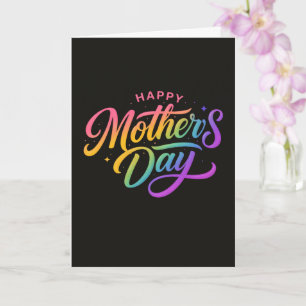Colourful Happy Mother's Day Rainbow Calligraphy Card