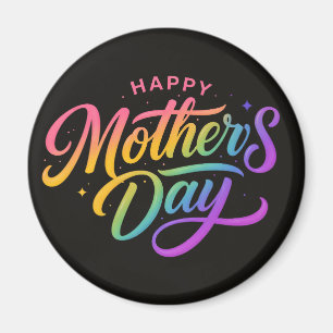 Colourful Happy Mother's Day Rainbow Calligraphy Magnet