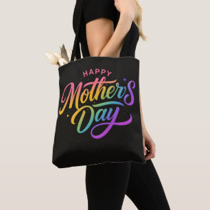 Colourful Happy Mother's Day Rainbow Calligraphy Tote Bag