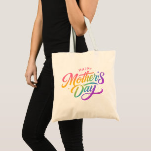 Colourful Happy Mother's Day Rainbow Calligraphy Tote Bag