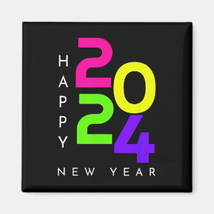 Colourful Happy New Year 2024 Family Matching Chri Magnet