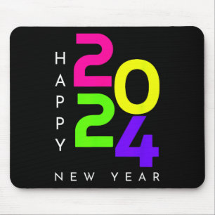 Colourful Happy New Year 2024 Family Matching Chri Mouse Pad