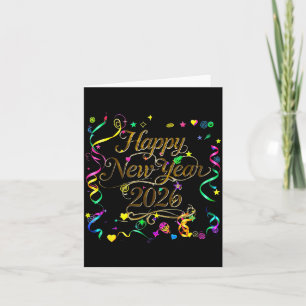 Colourful Happy New Year 2026 Celebration Tygraphy Card