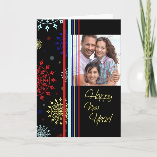 Colourful Happy New Year Photo Card (Front)