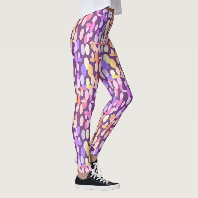 Colourful Happy Oval Spots Pattern Leggings (Right)
