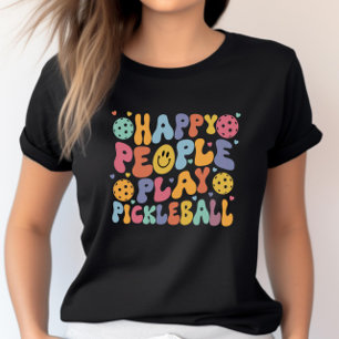 Colourful Happy People Play Pickleball  T-Shirt