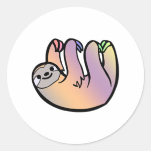 Colourful happy sloth  classic round sticker